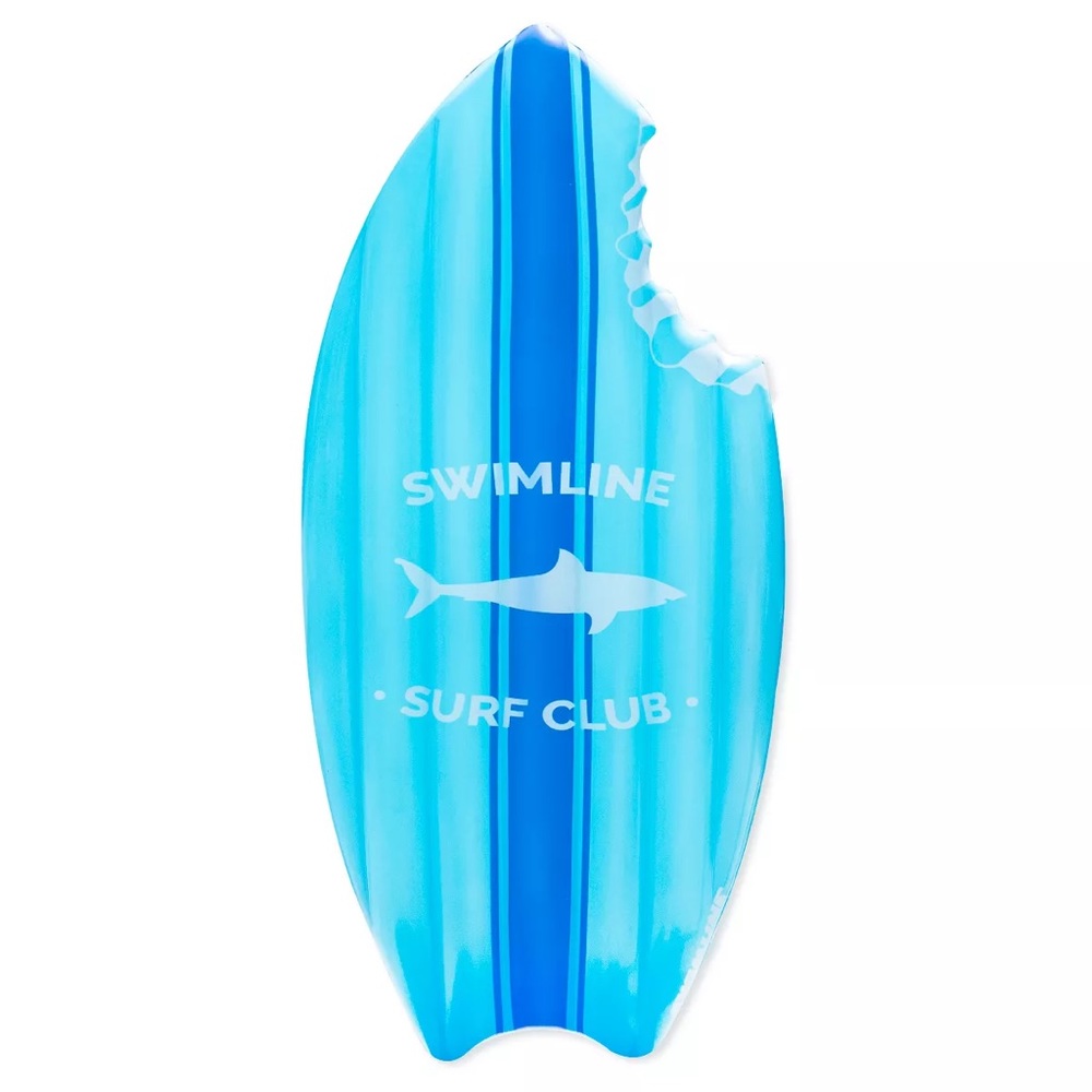 NWT Swimline Blue Shark Bite Surfer 73" Surfboard Swimming Pool Inflatable Raft